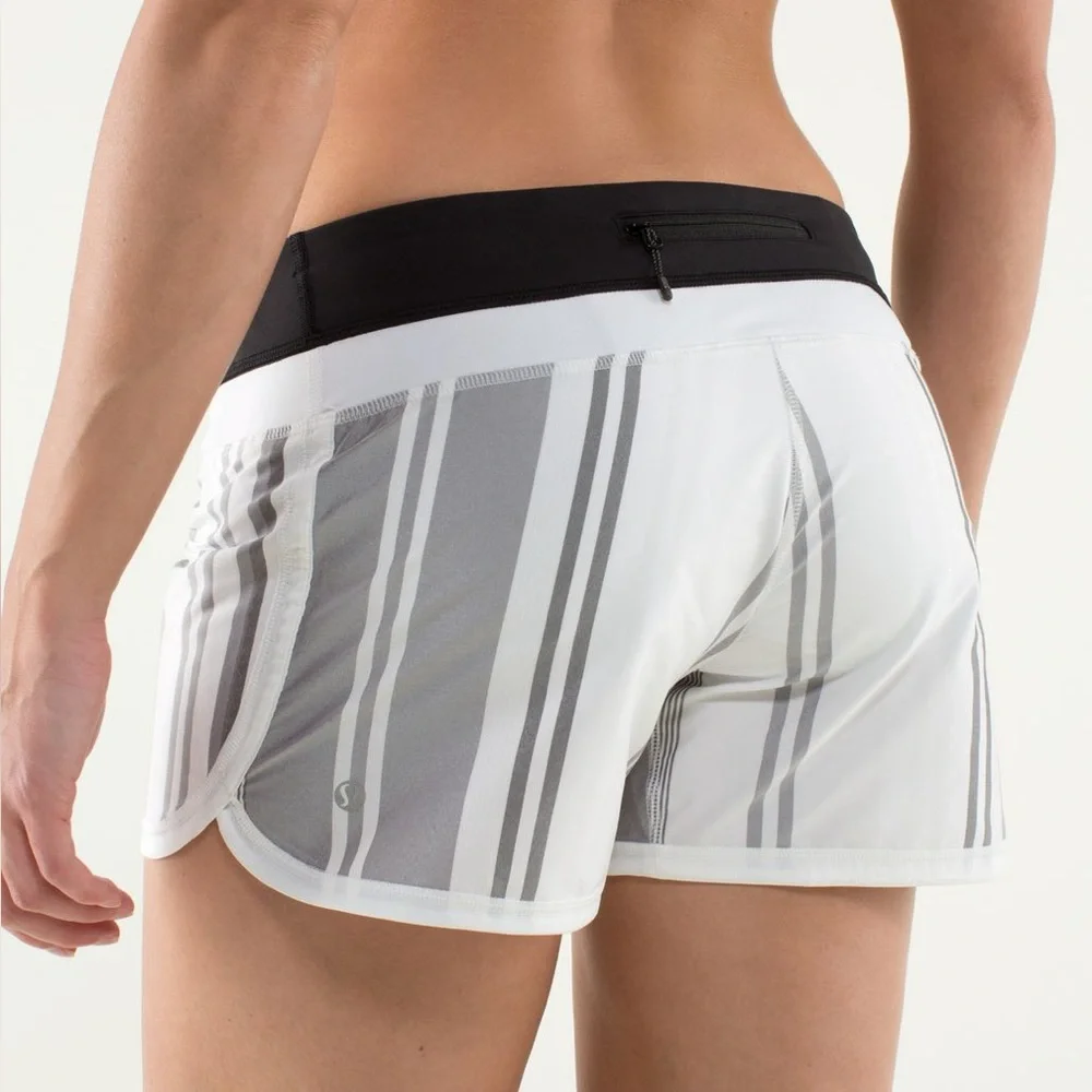 Lululemon Groovy Run Short - Stripe Nimbus Vertical / Black - est Size 4